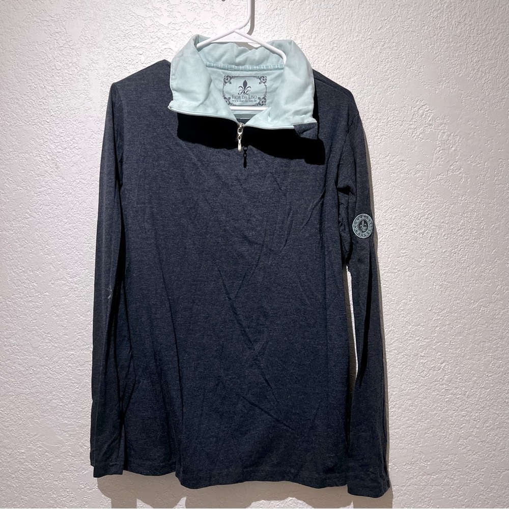 Fior Da Liso Equestrian Style Knit Zip Top Pullover Shirt Jacket Womens 16